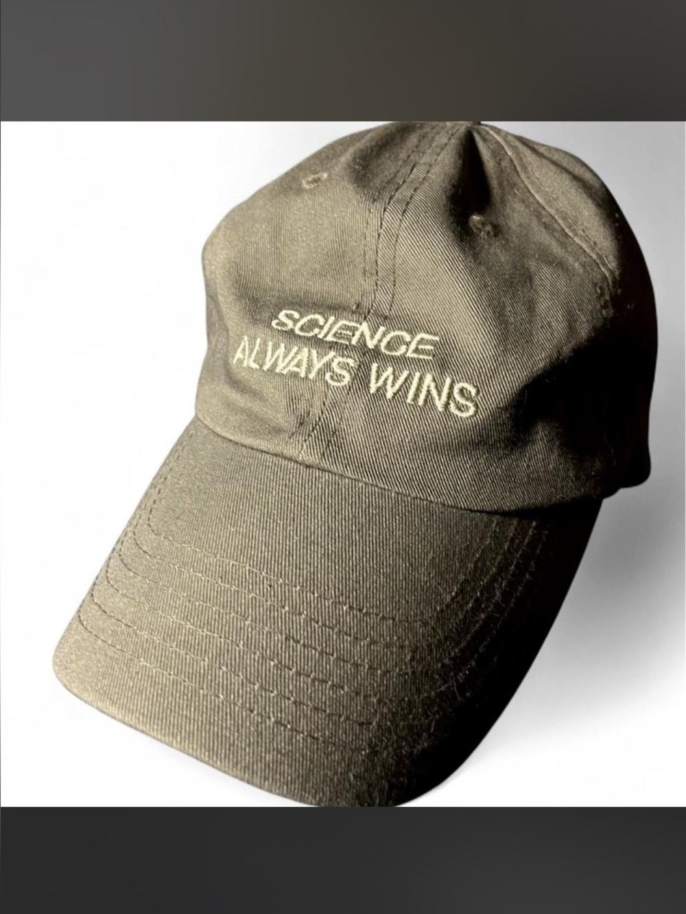 America Dissected Podcast Hat Science Always Wins Olive Garden Green Dad Cap